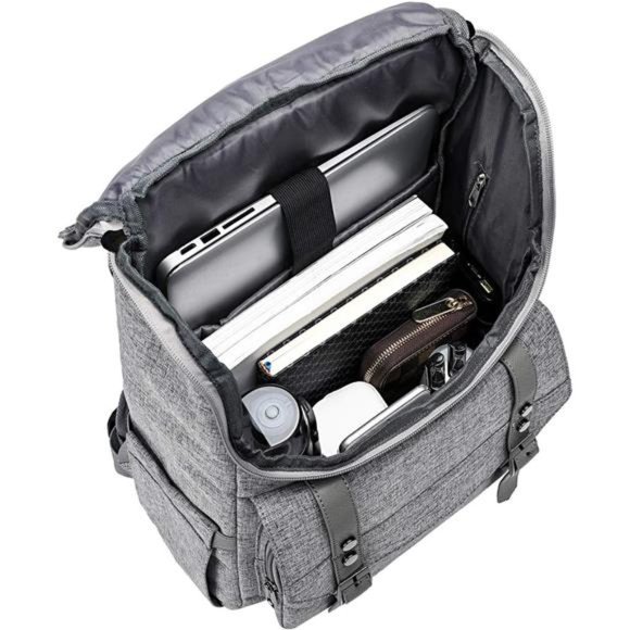 Unisex Vintage Backpack Travel Laptop Backpack with Usb Charging Port, Gray main image 6